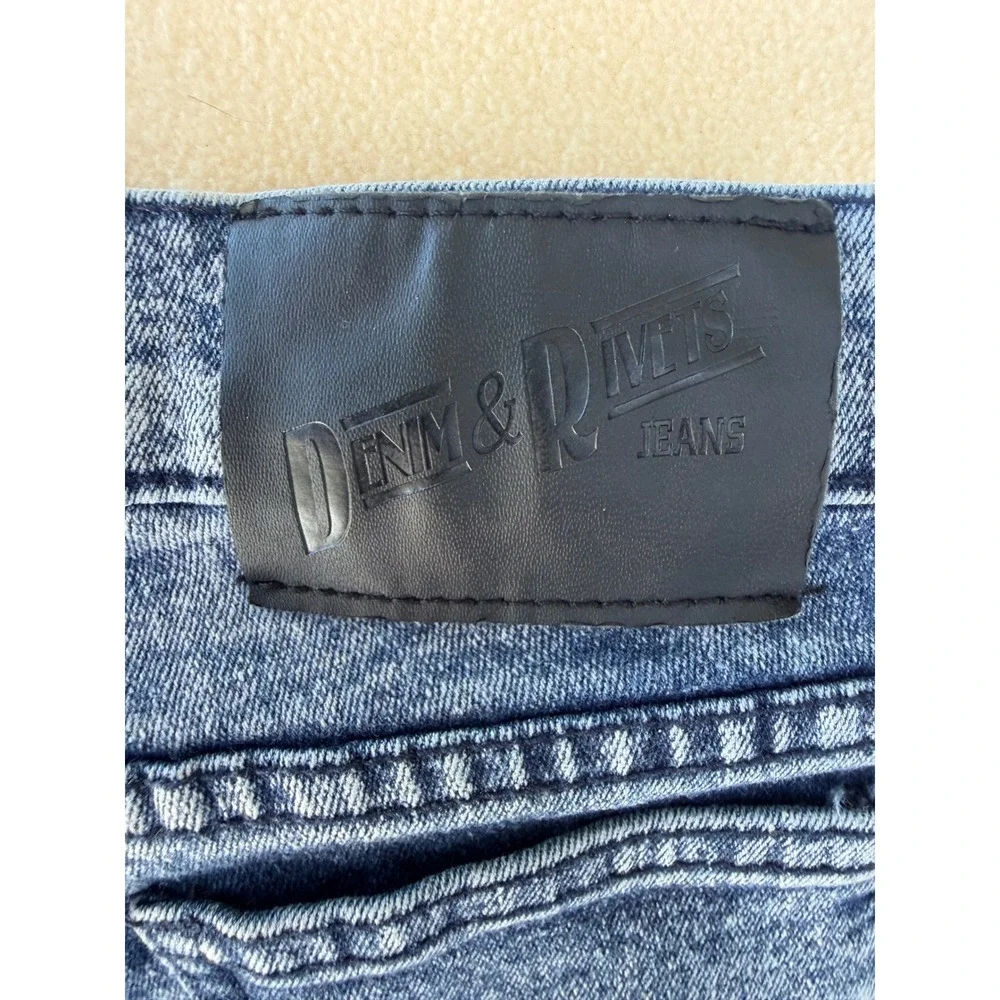 Denim & Rivets‎ Boys Acid Wash Moto Denim Shorts Blue Size 7 Ribbed Panel